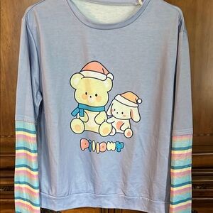 Blue Sweatshirt with Multicolor Stripes